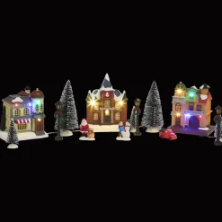 Kerstdorp met verlichting